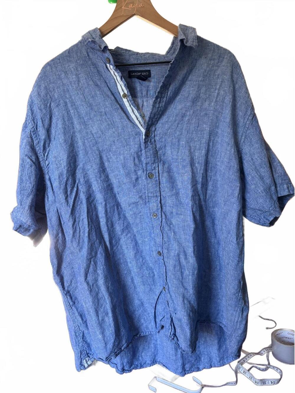Lands’ End 100% Linen button up men’s short sleeve - XXL